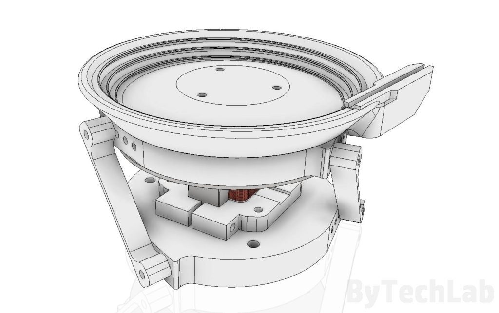 SMD parts bowl feeder prototype - Side view render