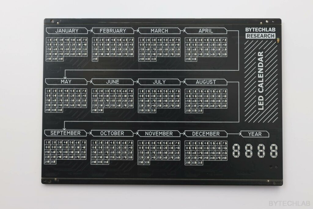 LED Calendar - PCB assembled by P&P - front view