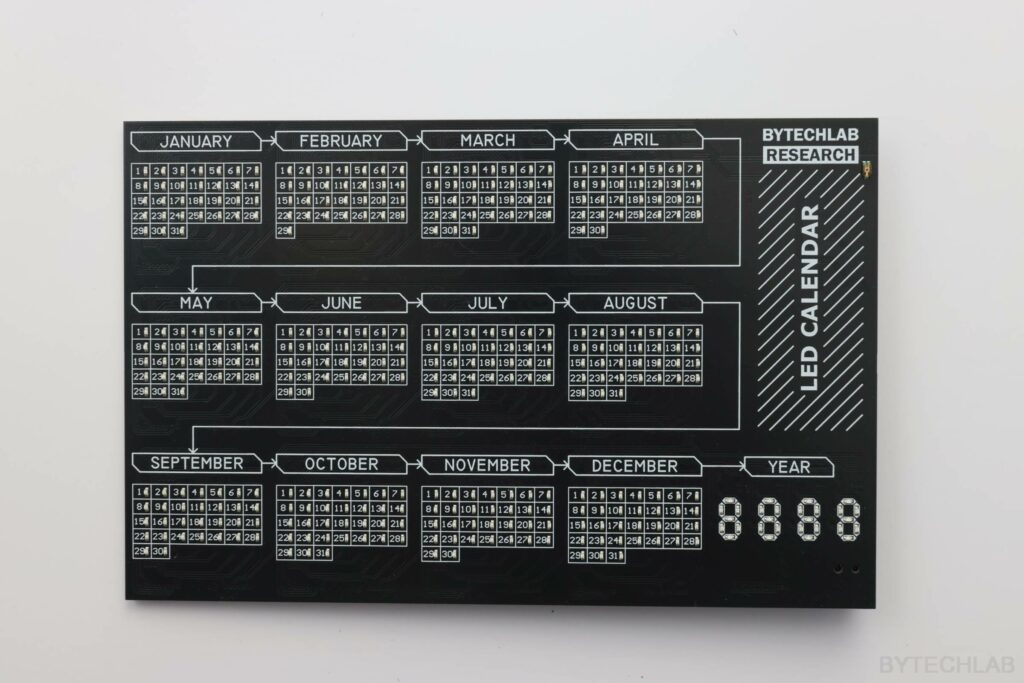 LED Calendar - Finished PCB - front view