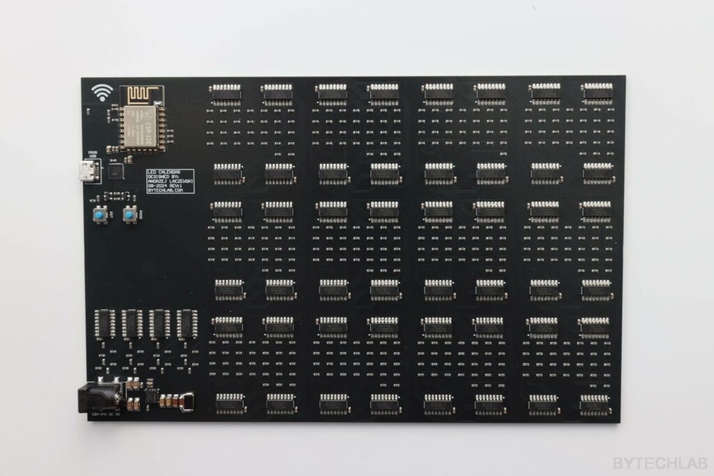 LED Calendar - Finished PCB - rear view