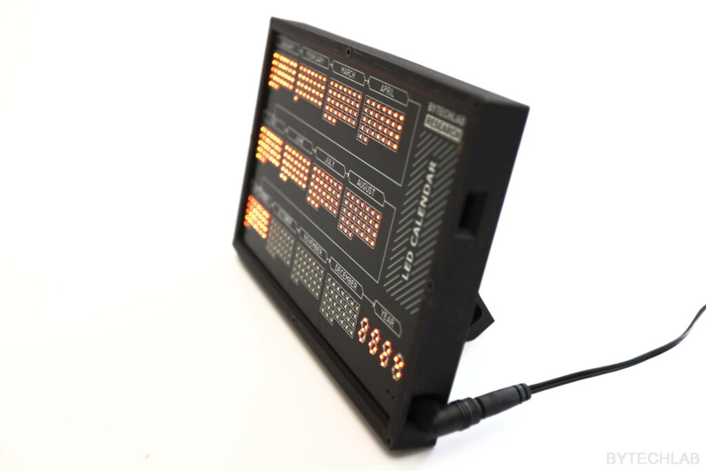 LED Calendar - Side view - turned on