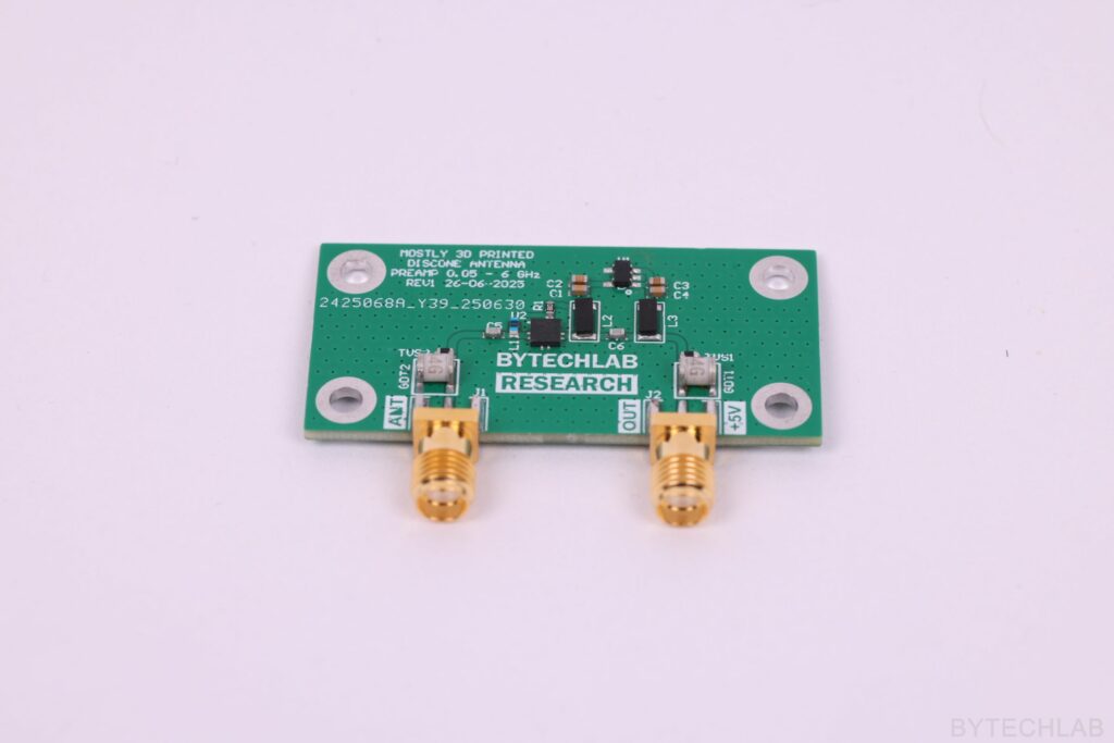 Mostly 3D Printed Discone Antenna - Assembled preamp PCB