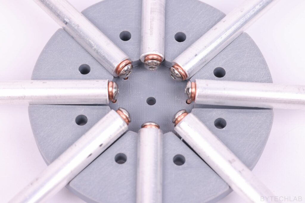 Mostly 3D Printed Discone Antenna - Assembly process - Top disc copper wires